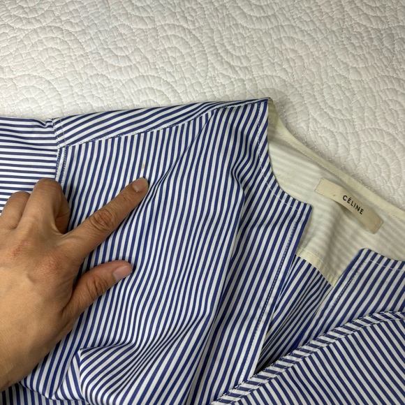 Celine Blue and White Striped Midi Dress - Picture 16 of 16